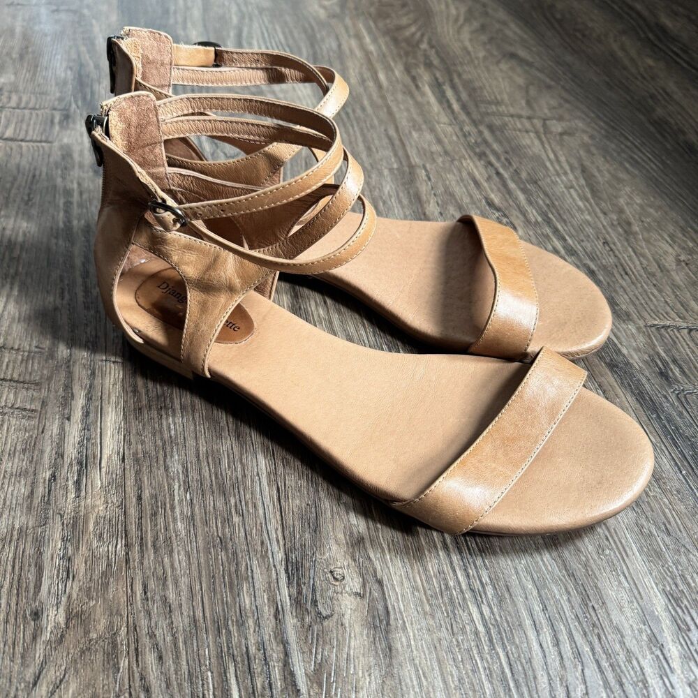 Django Juliette tan brown Leather Strappy Sandals Flat Women’s 42 US 11